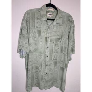 Vintage Green Hawaiian Shirt Sz XL Rayon